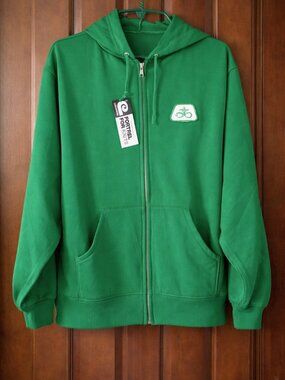Vintage Pioneer Seed Hoodie Zip Up Green NOS 1980s Farm Workwear Large